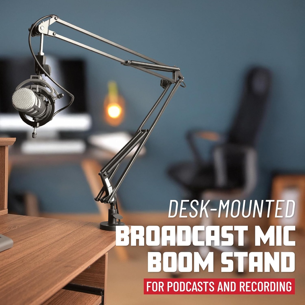 Gator GFWMICBCBM1000 Desk-Mounted Broadcast/Podcast Boom Mic Stand