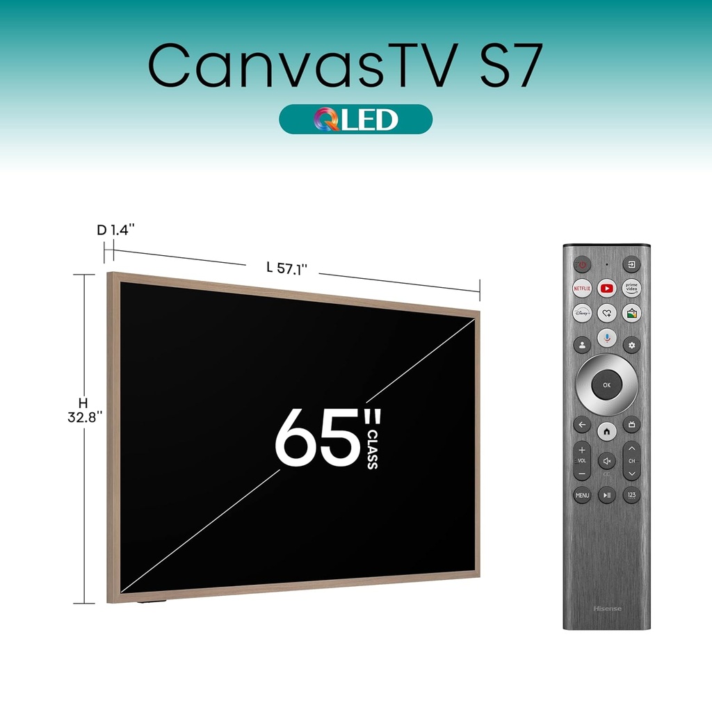 Hisense 65S7N 65" Canvas Google TV - 144Hz, Includes Frame