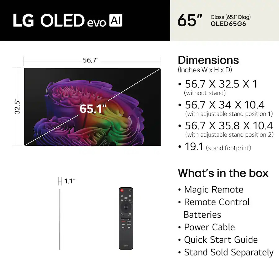 LG OLED65G6 120Hz Premium OLED TV