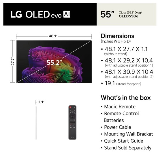 LG OLED55G6 165Hz Premium OLED TV