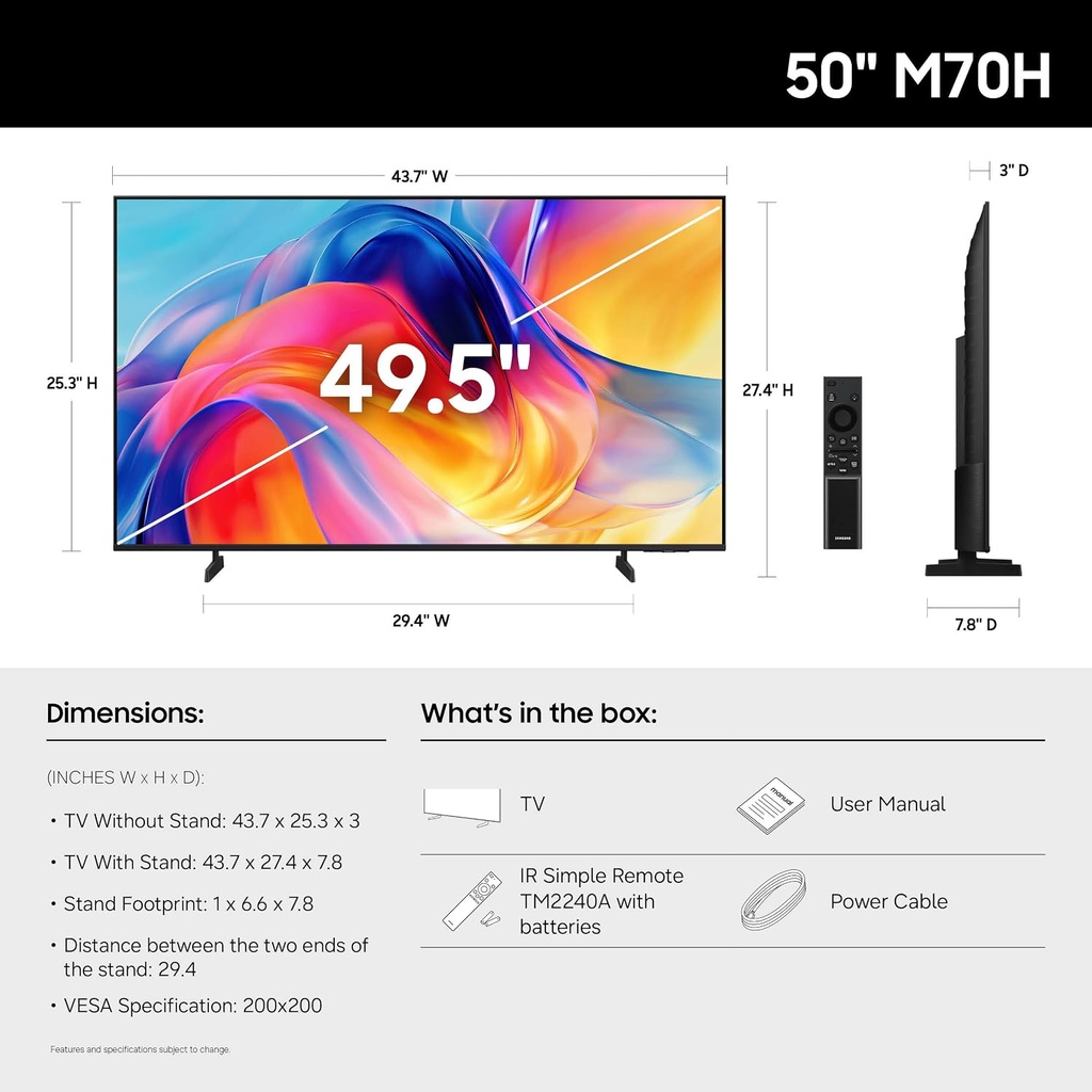 Samsung UN50M70H 50" 60Hz 4K Mini LED Smart TV