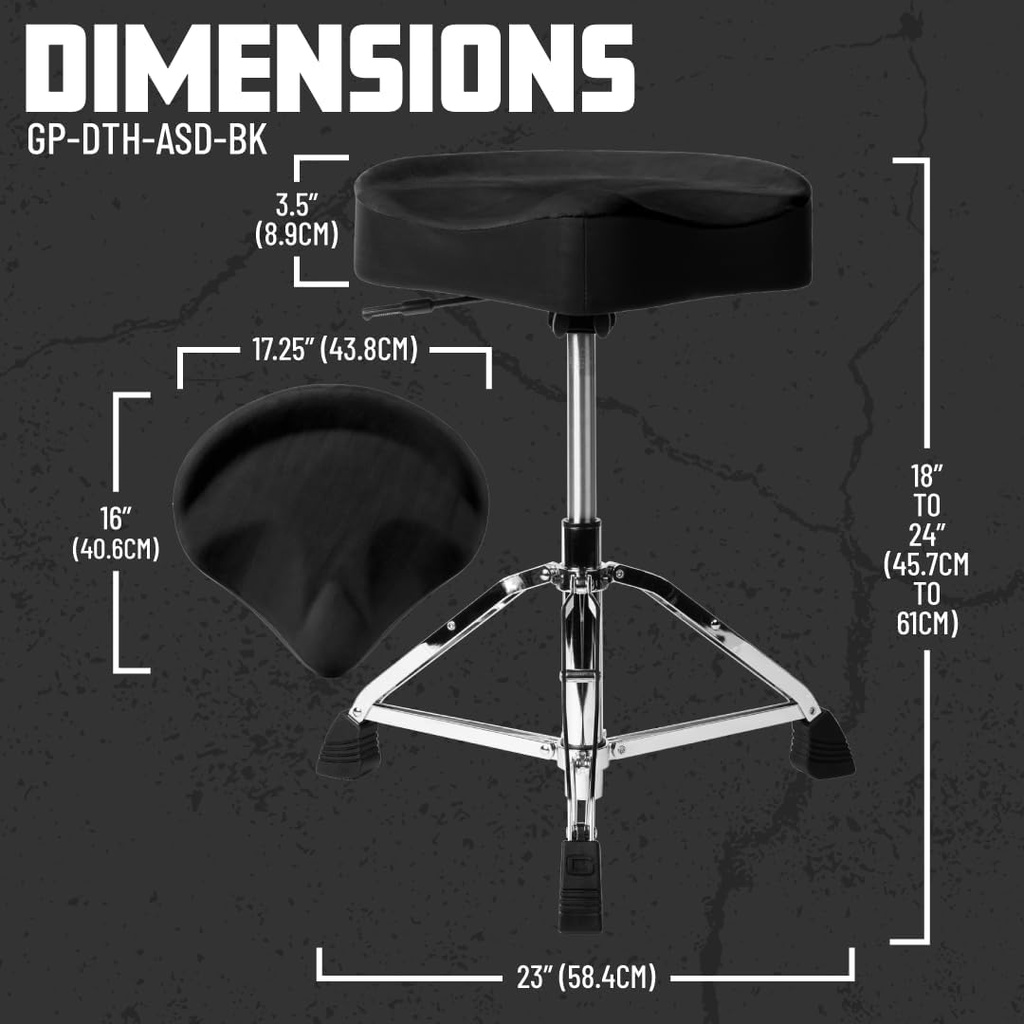 Gator GP-DTH-ASD-BK Drum Throne Saddle Seat