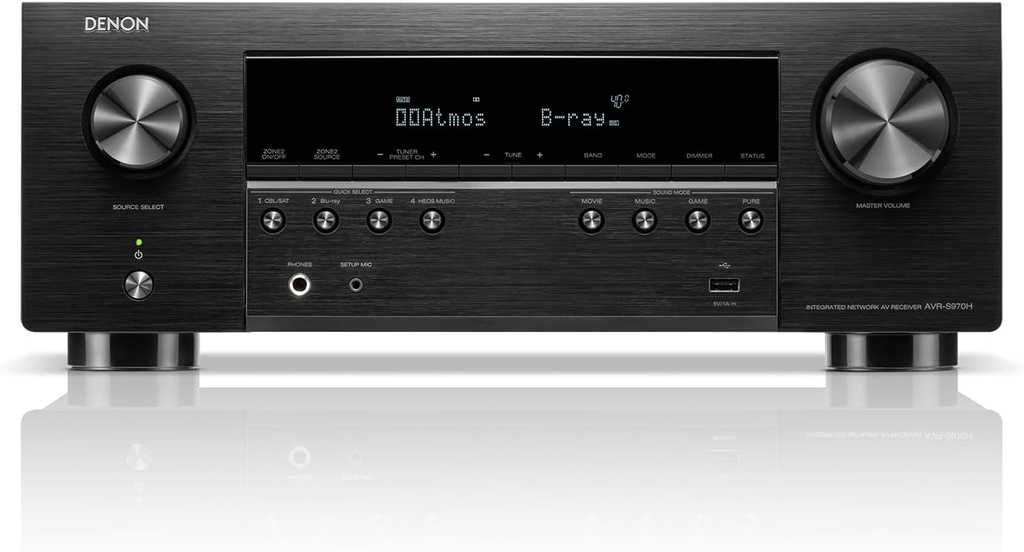 Denon AVR-S970H 8K Ultra HD 7.2 Channel (90Watt X 7) AV Receiver