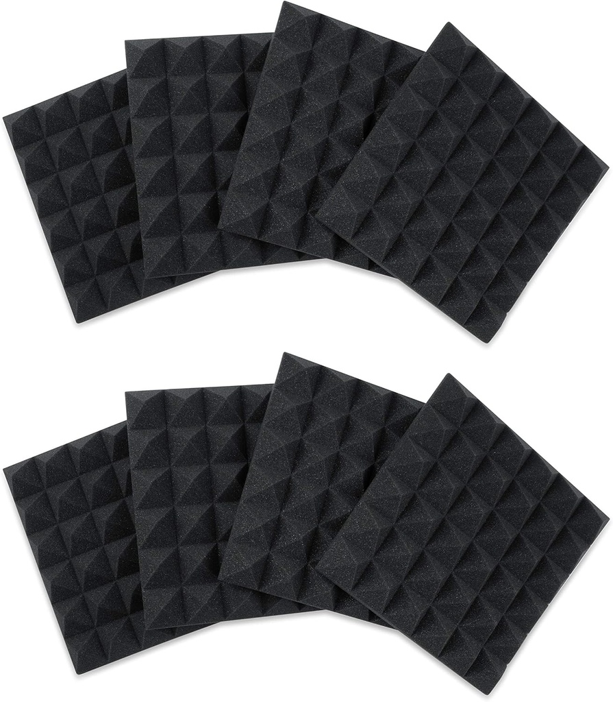 Gator GFW-ACPNL1212PCHA-8PK 2" Thick 12" x 12" Acoustic Pyramid Panels, Charcoal (8-Pack)