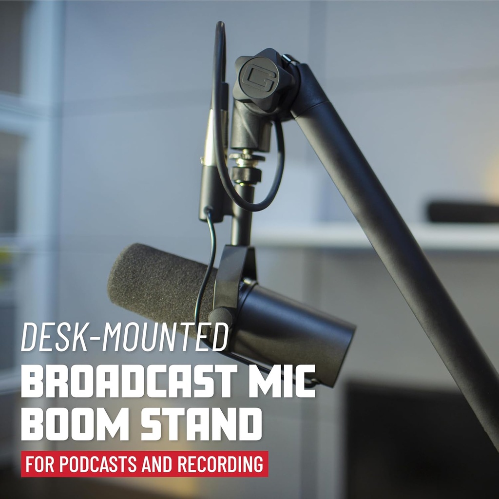 Gator GFWMICBCBM3000 Deluxe Broadcast Mic Boom Stand For Podcasts & Recording
