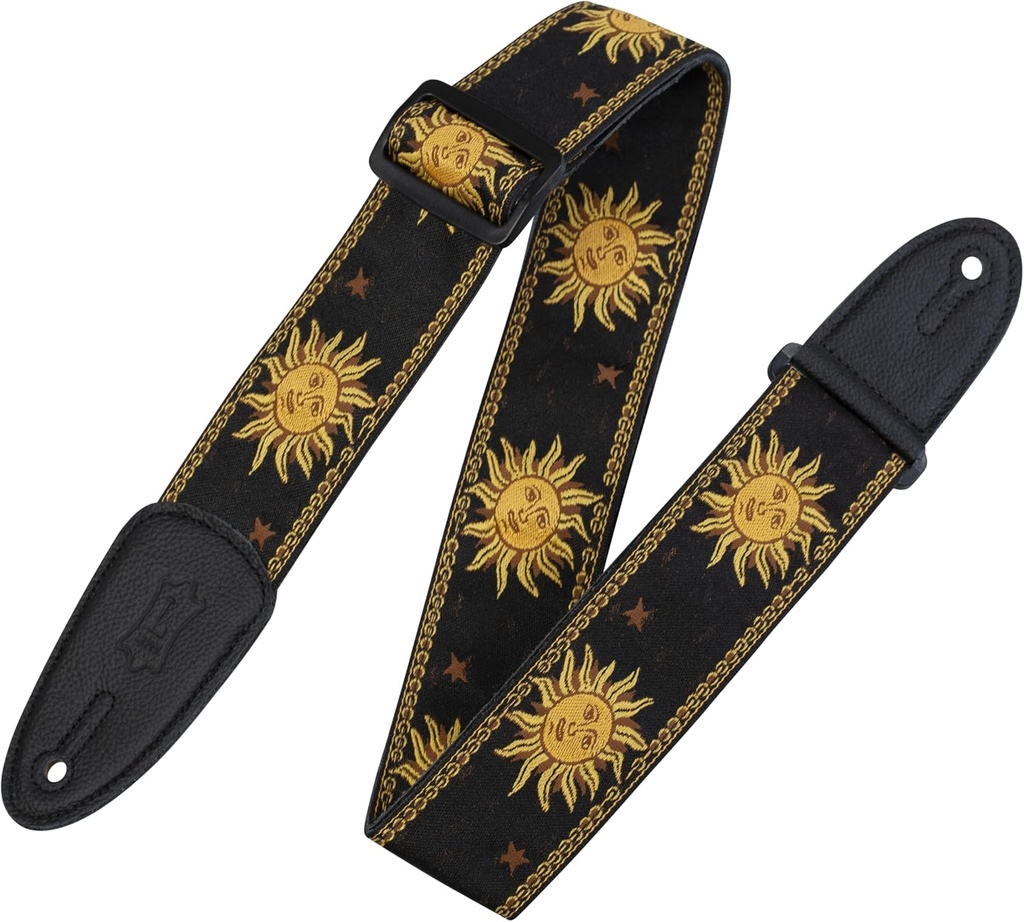 Levy's MPJG-SUN-BLK 2 in. Sun Design Jacquard Weave Guitar Strap