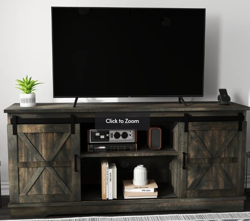 [FTLFTS-6046] Vintage Black Farmhouse TV Stand for TVs up to 65 Inch