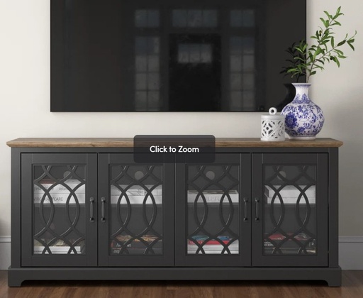 [FG-BC-PU-7-433-KO-WAY] Black/Oak Closed TV Stand with Transparent Doors for up to 75" TVs