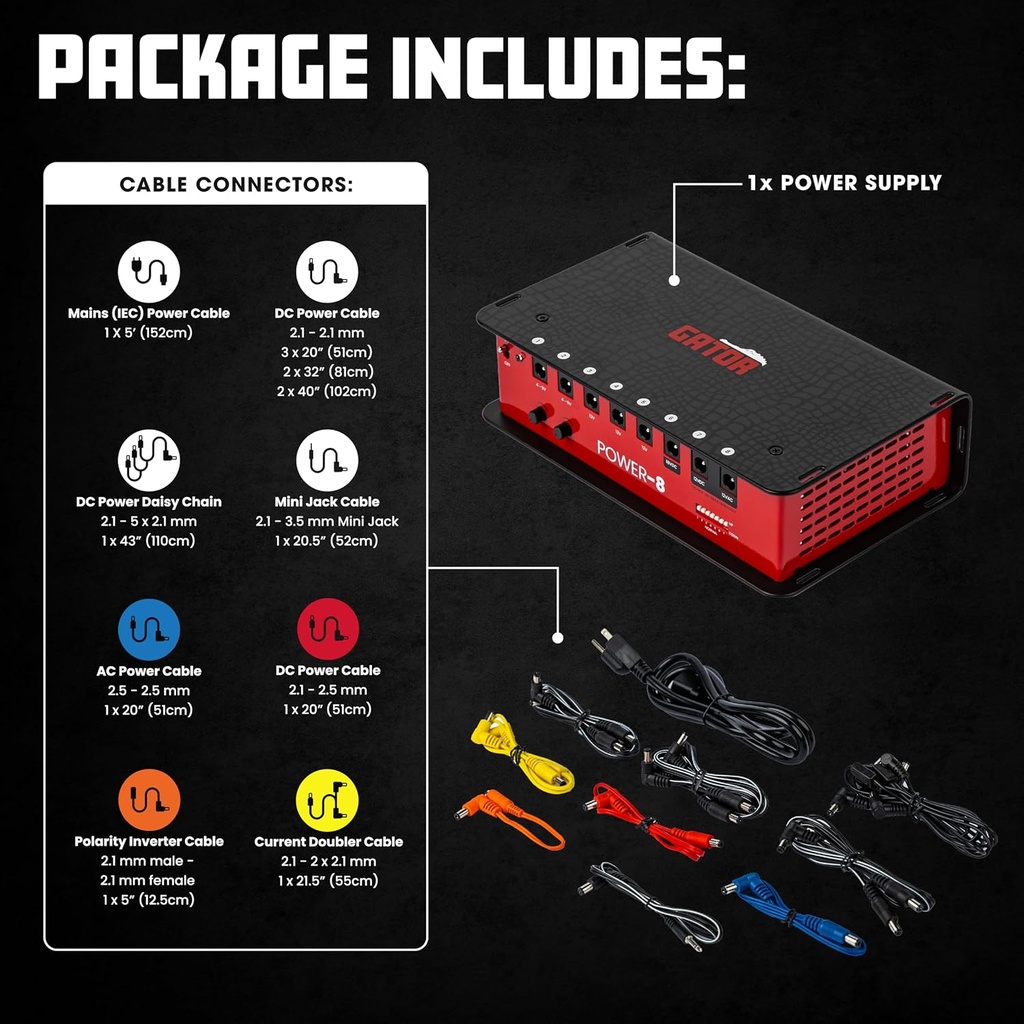 Gator GTR-PWR-8 Pedal Board Power Supply with 8 Isolated Outputs