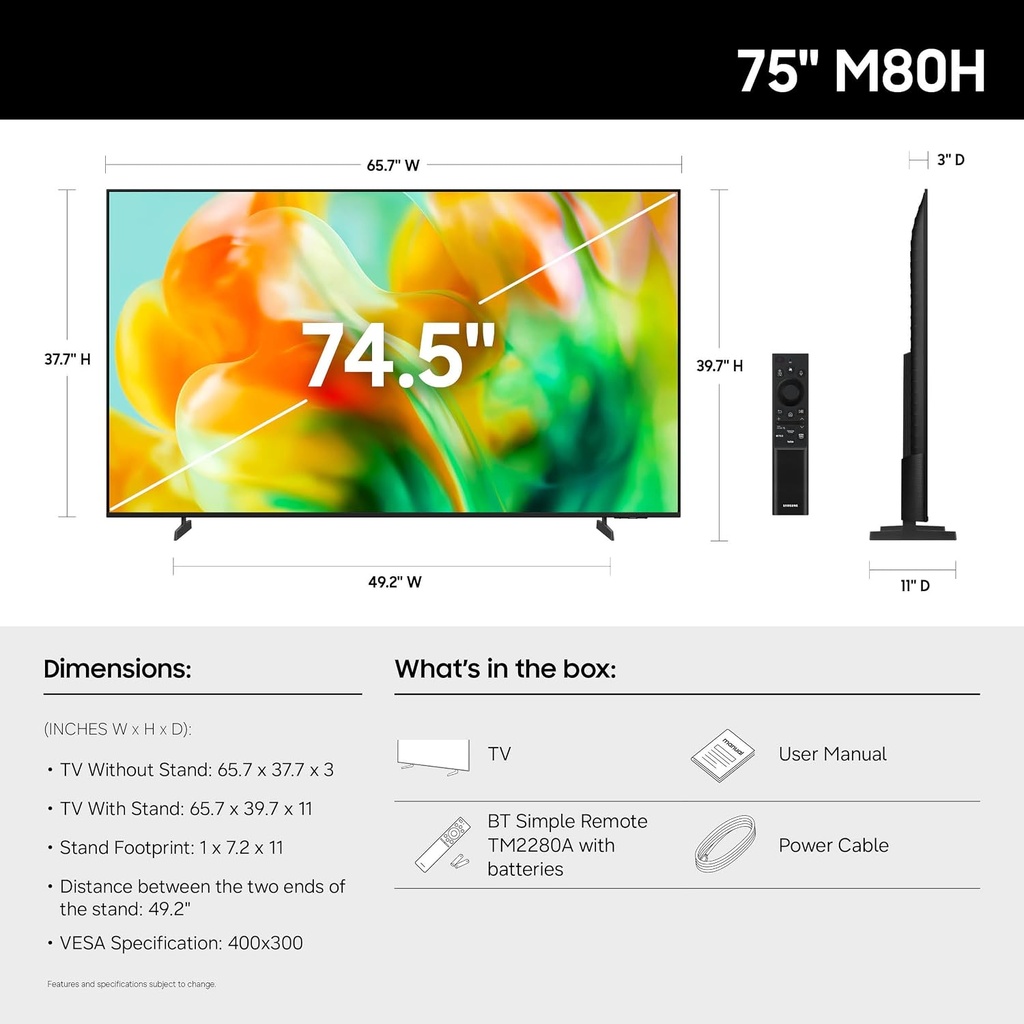 Samsung UN75M80H 75" 144Hz 4K LED Television