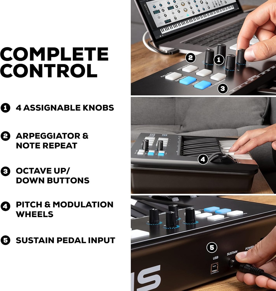 Alesis V25MKII 25-key USB-MIDI Keyboard Controller w/ 8 backlit pads