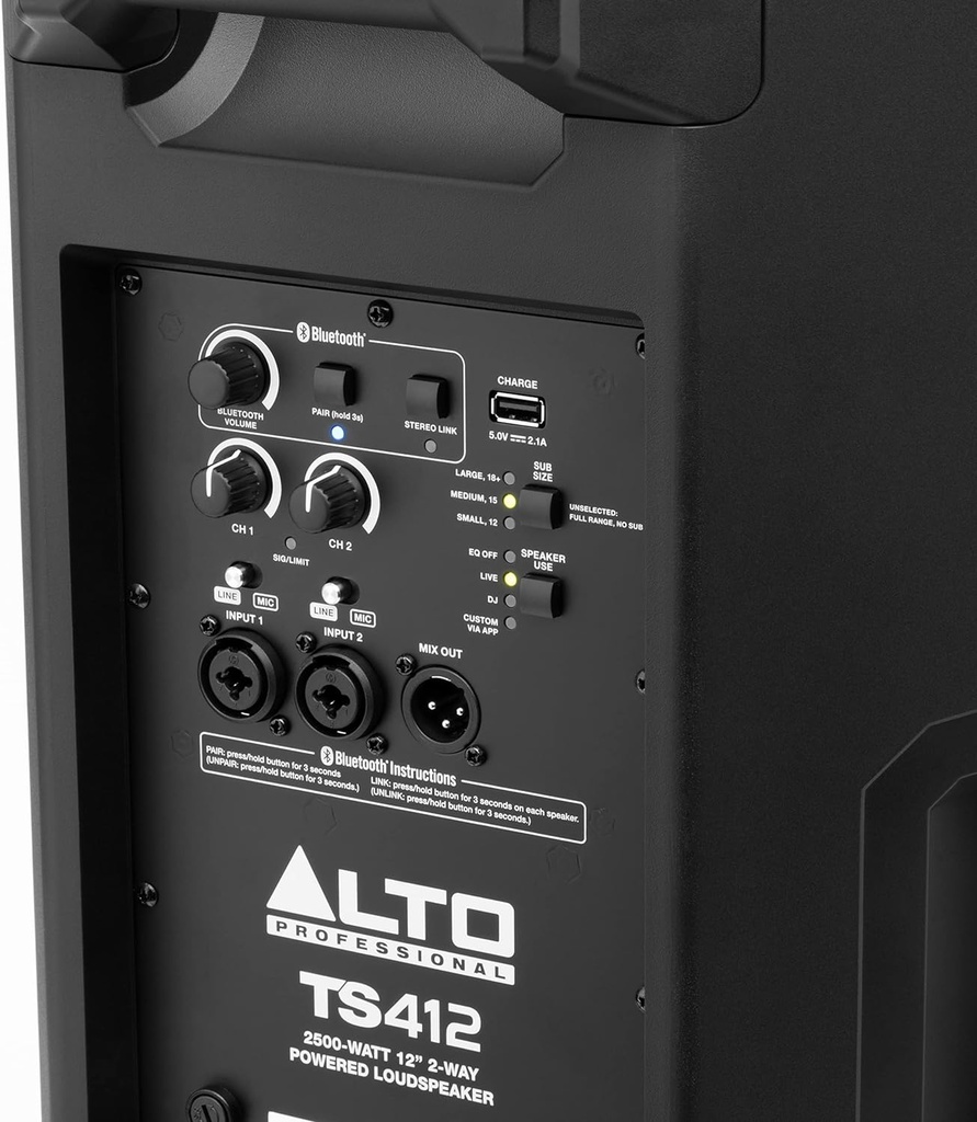 Alto TS412 12" 2-Way 2500-Watt 12" 2-Way Powered Loudspeaker With Bluetooth, DSP and App Control