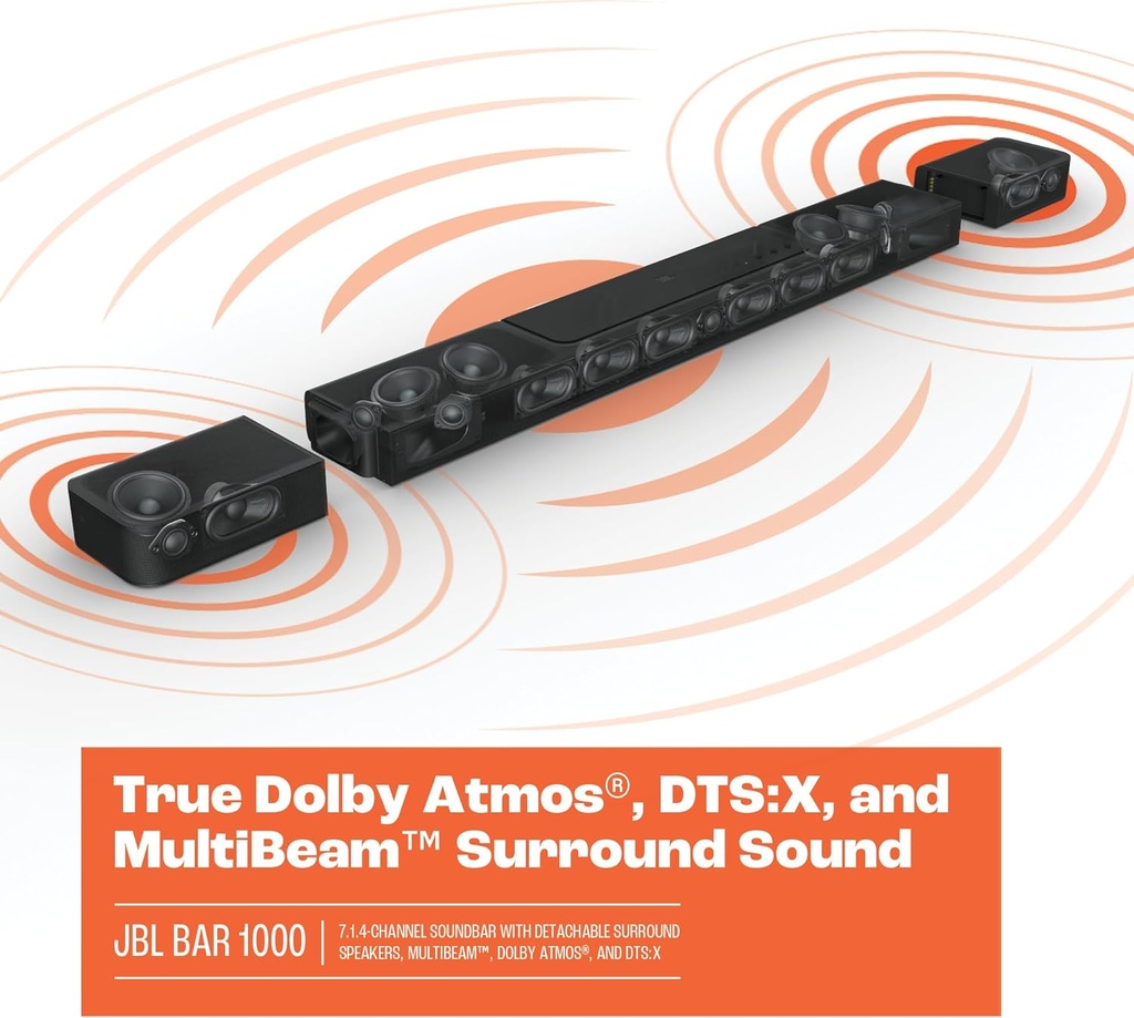JBL Bar 1000 7.1.4 Front and Rear Dolby Atmos Soundbar - 880-Watts, 10" Subwoofer
