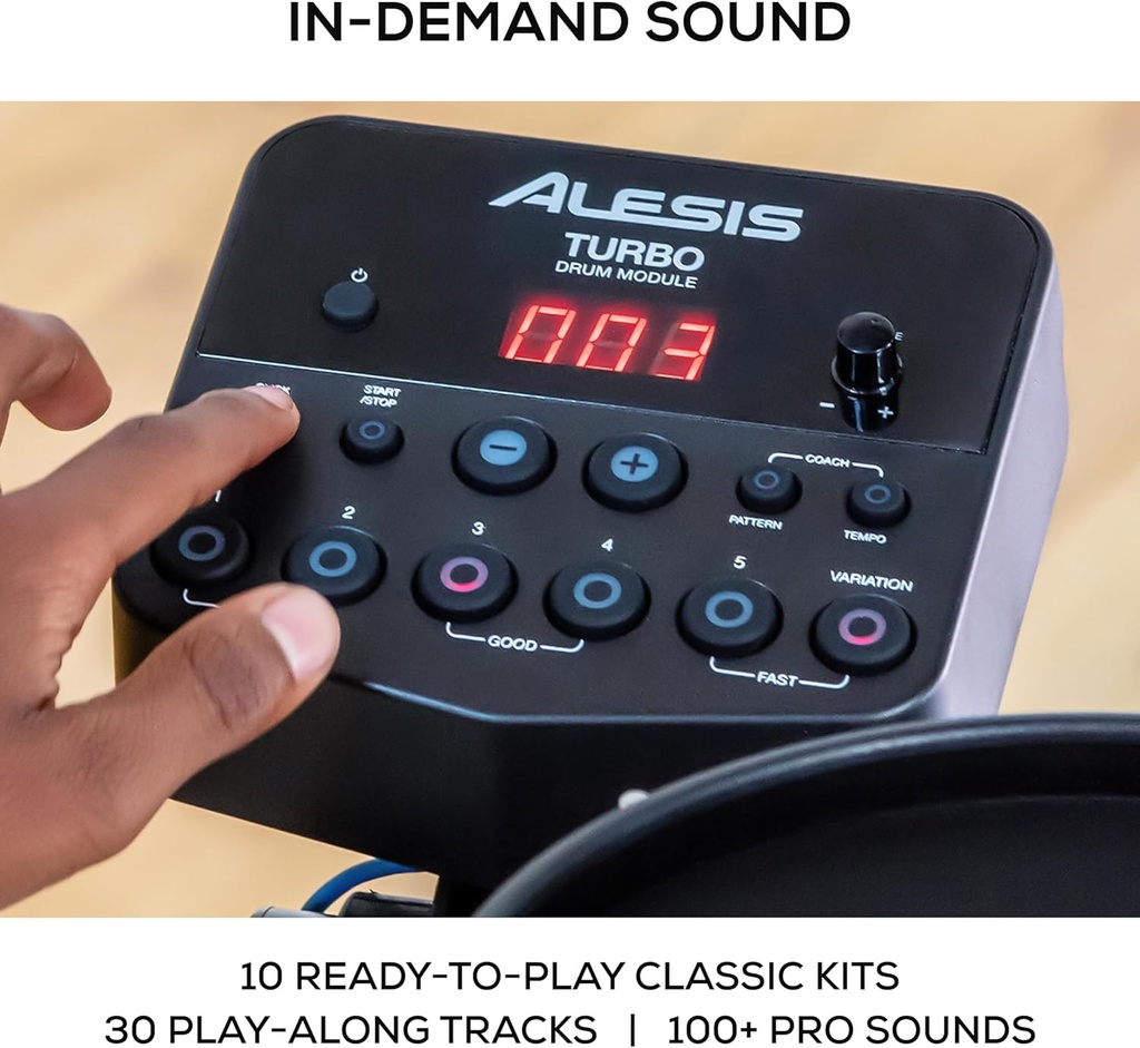 Alesis Drums Turbo Mesh Kit – Electric Drum Set With 100+ Sounds, Mesh Drum Pads, Drum Sticks, Connection Cables and 60 Melodics Lessons