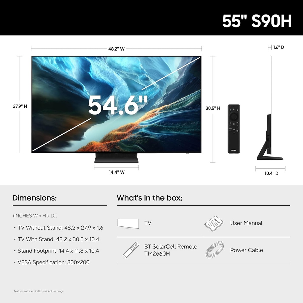 Samsung QN55S90H 55" 165Hz Glare-Free OLED TV