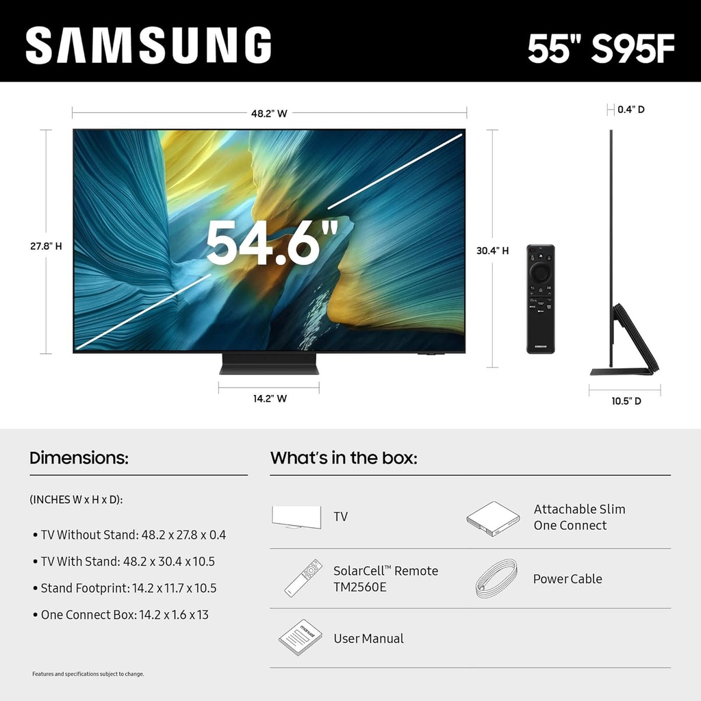 Samsung QN55S95F 55" Glare-Free OLED up to 144Hz 4K Vision AI Smart TV