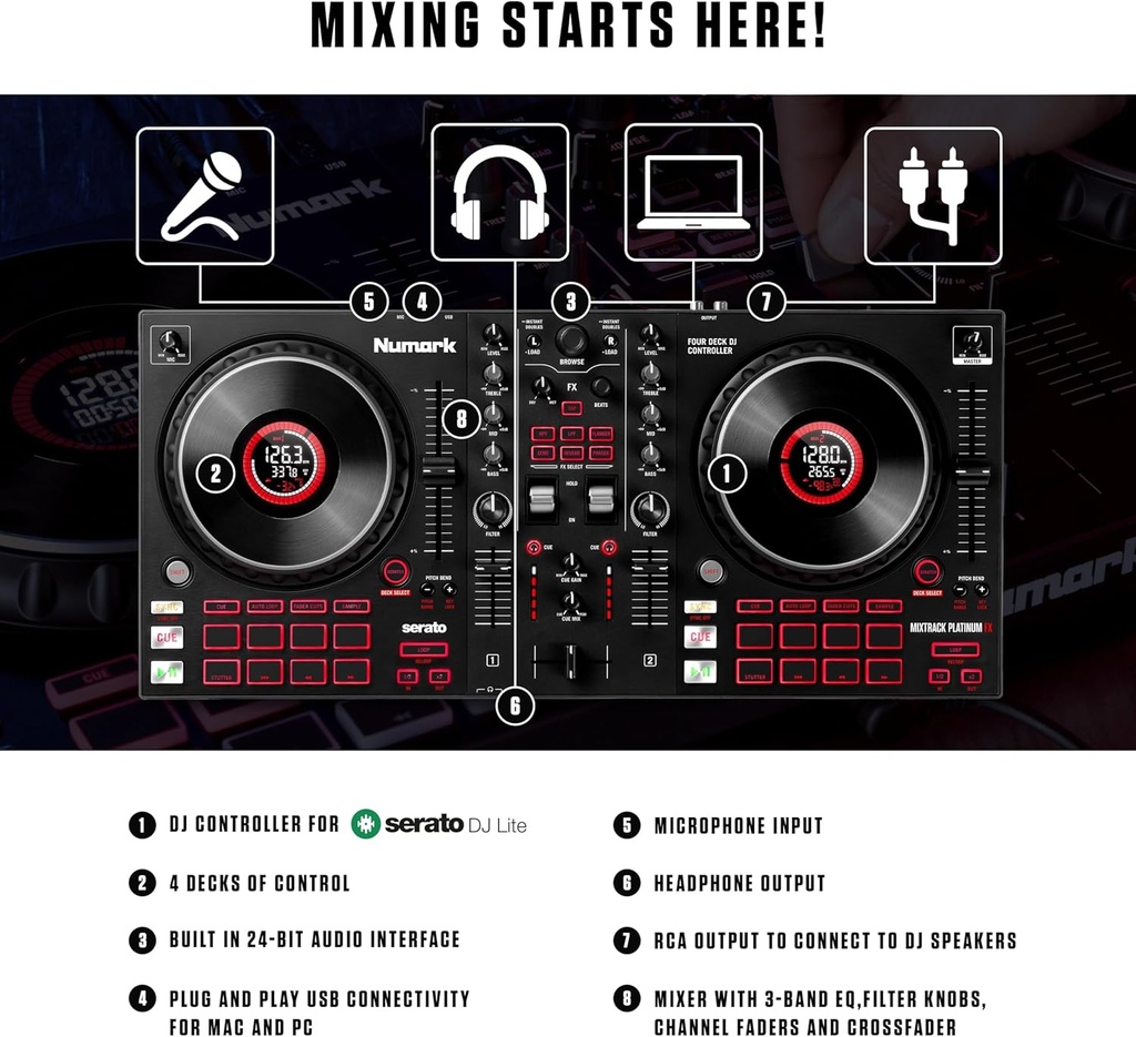 Numark Mixtrack Platinum FX 4-Deck Advanced DJ Controller