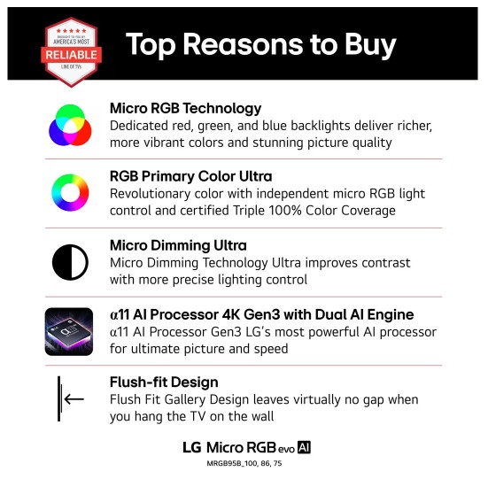 LG 86MRGB95 86" Micro RGB evo A11 Gen3 HDR10 Pro 120Hz TV