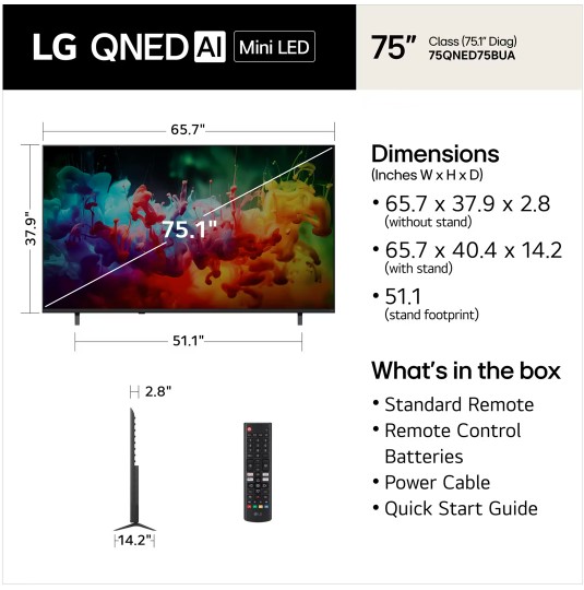 LG 75QNED75B 75" Nanocell 4K Mini LED Smart TV