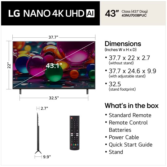LG 43NU700PUA 43" 4K Smart TV