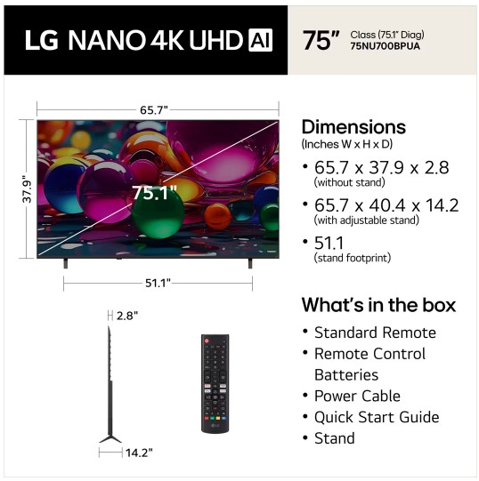 LG 75NU700 75" 4K Smart TV