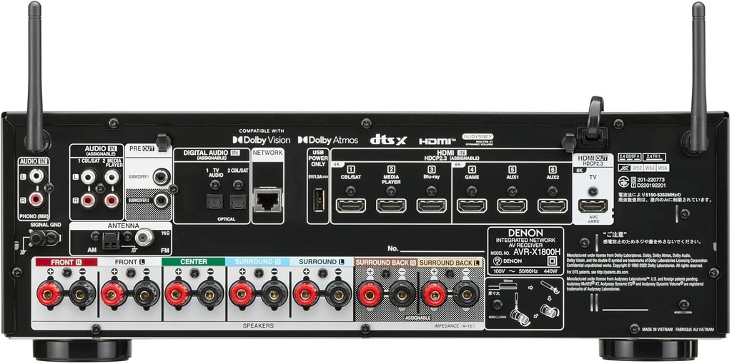 Denon AVRX1800H 7.2 Channel 8K Receiver - Up to 95W/Channel