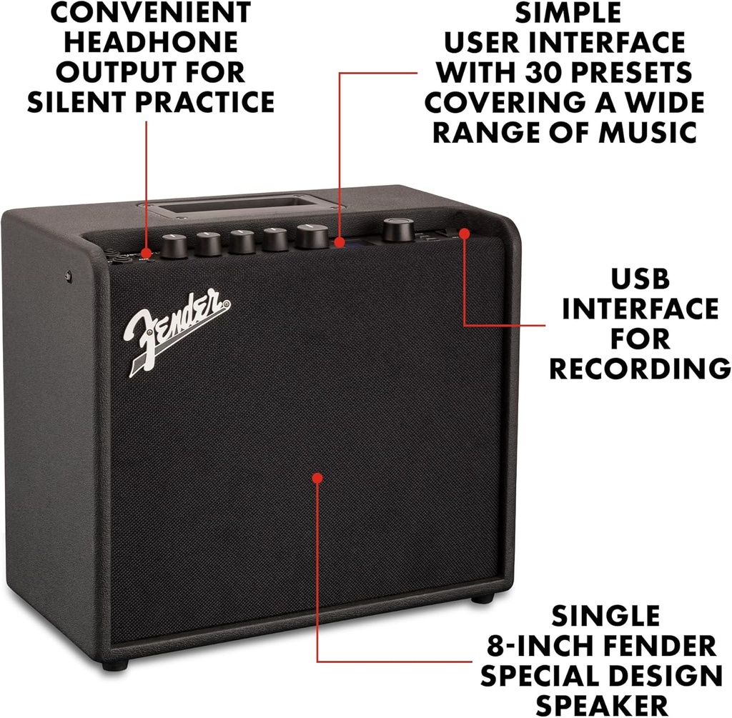 Fender Mustang LT25 25-Watt Combo Guitar Amp with 8" Speaker