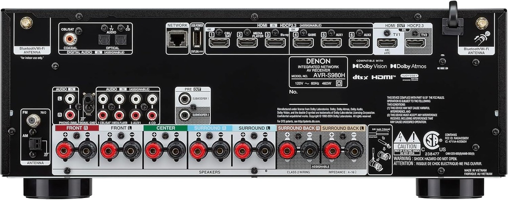 Denon AVRS980H 7.2-Channel Receiver, Bluetooth, Wi-Fi & HEOS