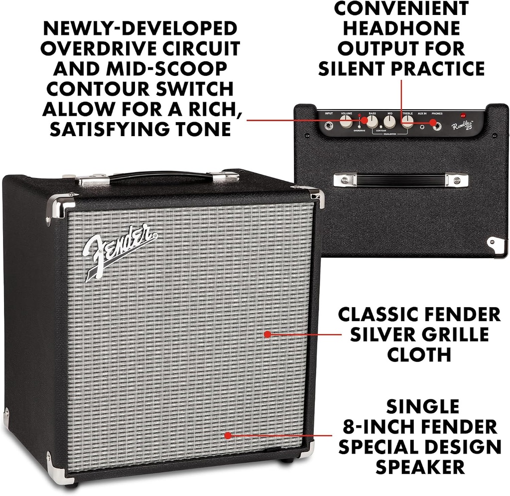 Fender Rumble 25 V3 Bass Combo Amp 25 Watt with 8" Speaker