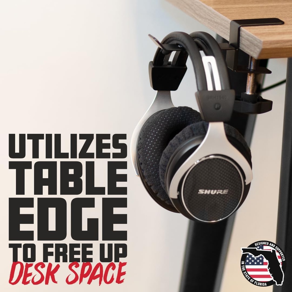 Gator GFW-HP-HANGERDESK Headphone Hanger that Clamps onto Desktop Edge