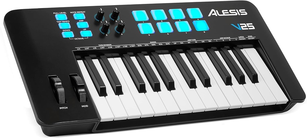 Alesis V25MKII 25-key USB-MIDI Keyboard Controller w/ 8 backlit pads