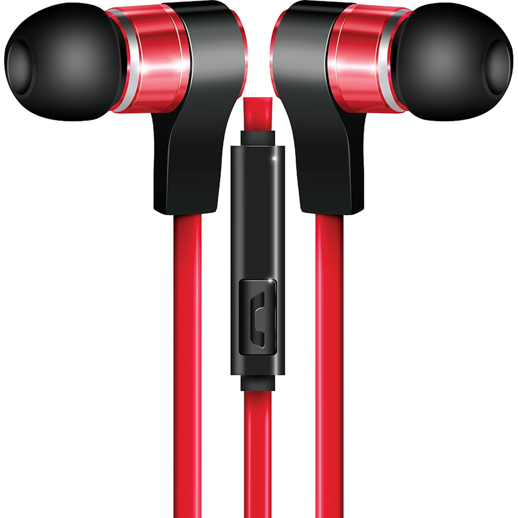 Coby In-Ear Metal Red Headphones w/ Mic