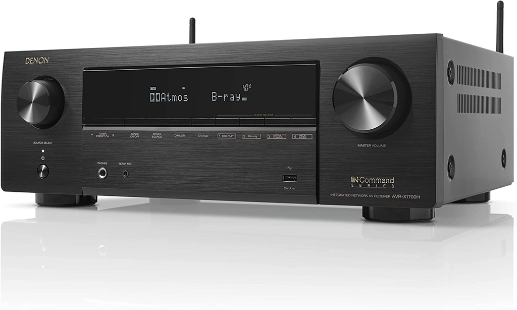 Denon 7.2ch 8K AV receiver with 80W per channel Dolby Atmos, Dolby Atmos Height Virtualization Technology, DTS:X and DTS Virtual:X
