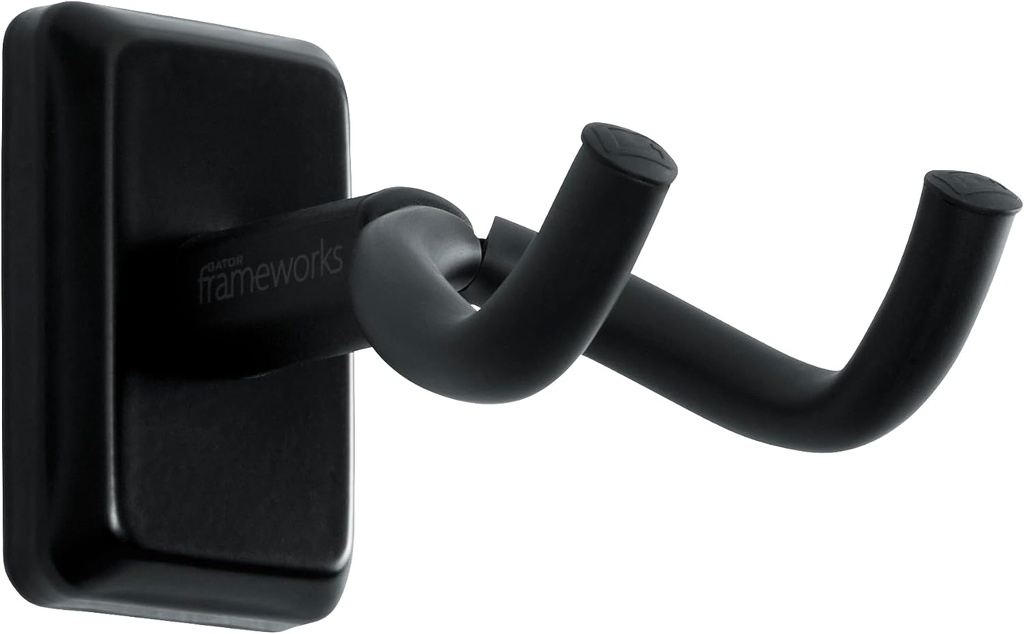 Gator GFW-GTR-HNGRBLK Wall Mounted Guitar Hanger with Black Mounting Plate