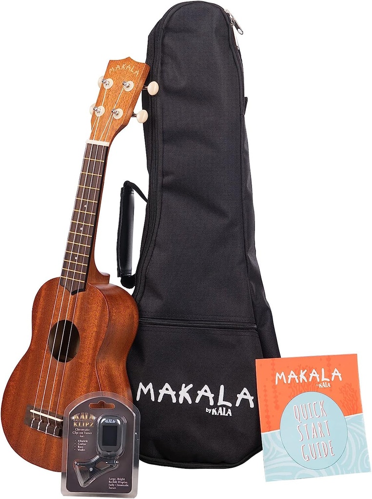 Makala Soprano Ukulele Pack - clip-on tuner, gig bag, and instruction pamphlet