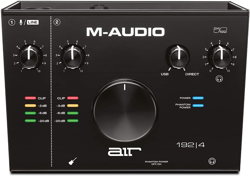 M-Audio AIR 192|4 USB Audio Interface. 2-in/2-out USB Interface with 24-bit/192kHz  resolution, Direct Monitoring, XLR/TRS Input, TS Input, Central Monitor Knob, +48V Phantom Power, and Software Suite - Mac/Windows