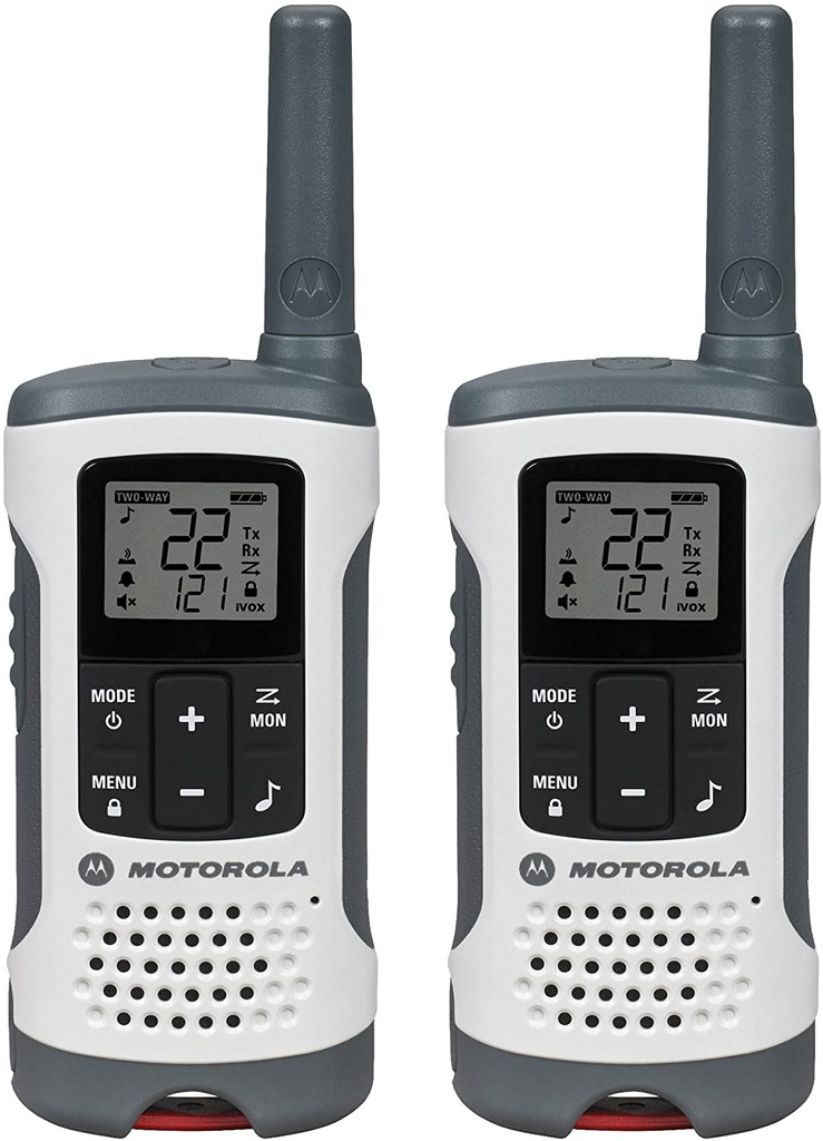 Motorola 2-Way Radio 2pk White w/ Red Case up to  25-Mile range VOX