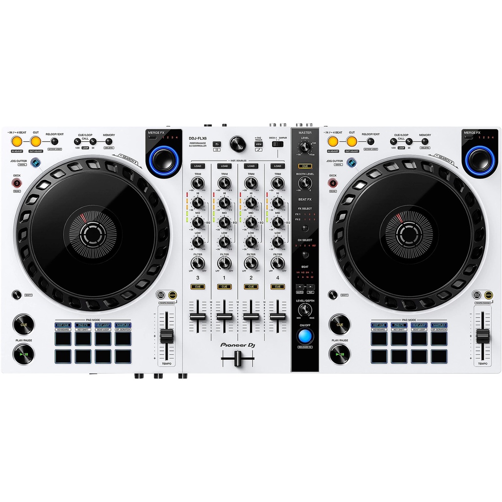 Pioneer DJ DDJ-FLX6 4-deck Rekordbox and Serato DJ Controller (White)