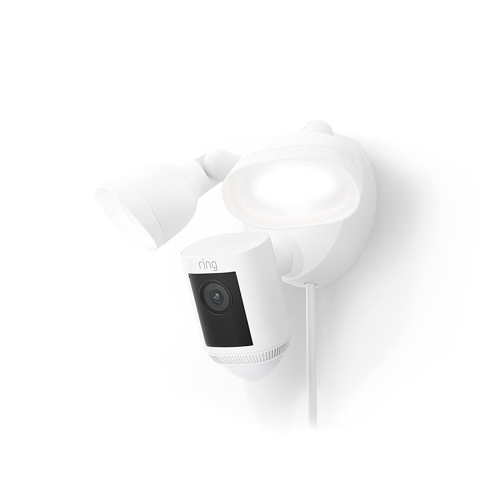Ring Floodlight Camera Pro with Bird's Eye View & 3D Motion Detection (White)