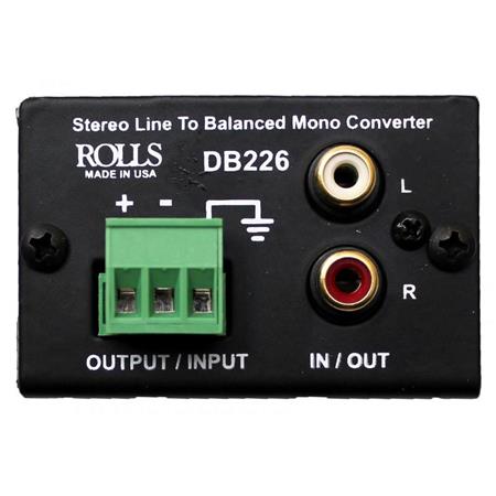 Rolls Stereo Line Level Input to Balanced Mono Output/ Balanced mono input to mono RCA output