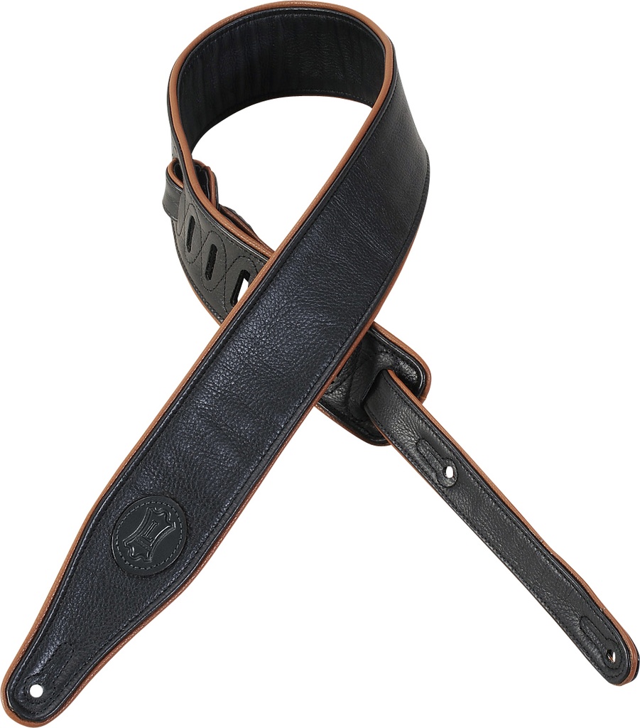Levy's 2 1/2" Wide Black Garment Leather Guitar Strap
