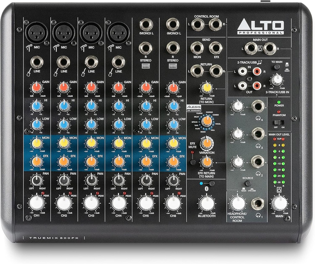 Alto TrueMix 800FX 8- Channel Analog Mixer w/ Bluetooth