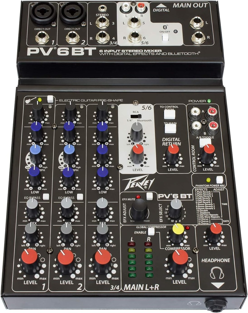 Peavey PV6BT 6-Channel USB/Bluetooth Mixer