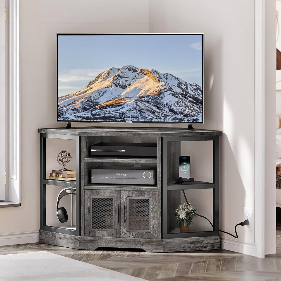 FTLFTS-6016 Vintage Style Corner TV Stand for Up to 55 inches