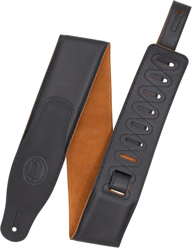 Levy's MGS83CS-BLK-HNY3" Cirro Series Padded Garment Leather Guitar Strap