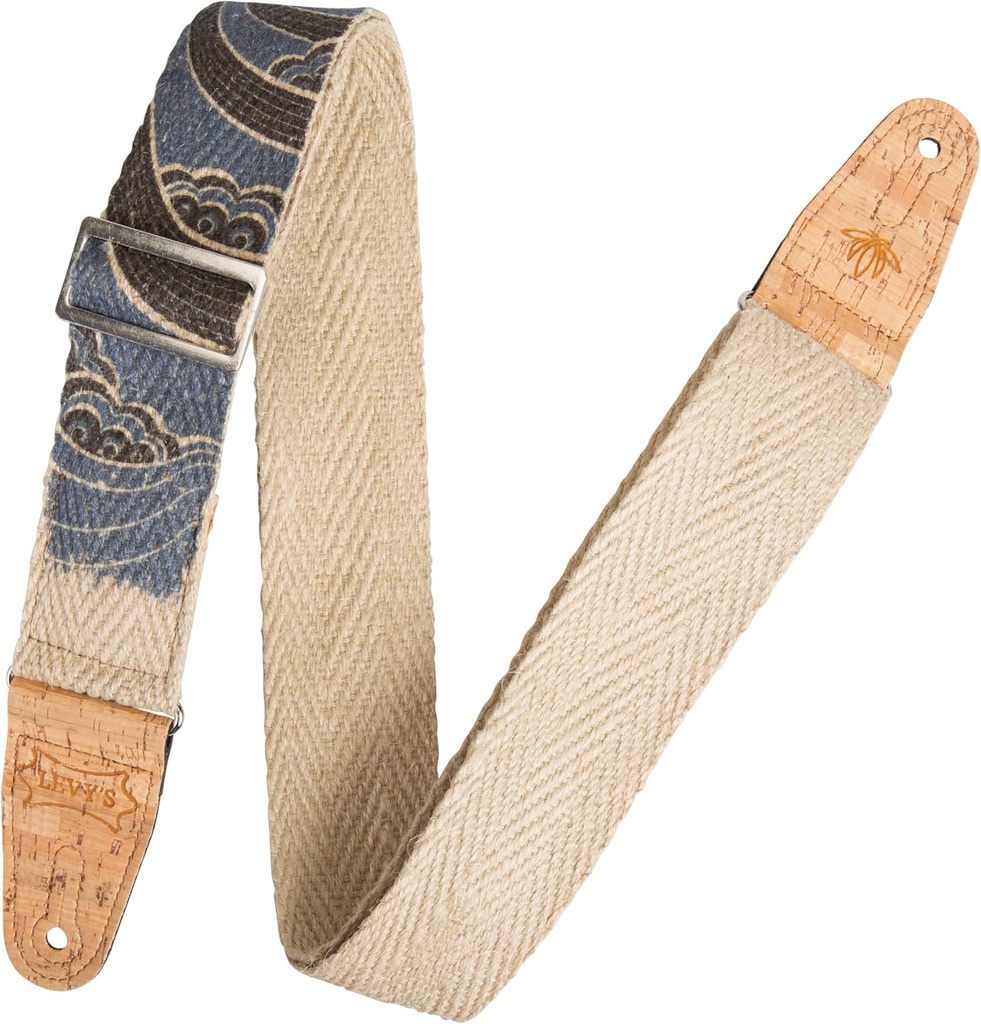 Levy's MH8P-001 2" Wide Vegan Friendly Hemp Webbing Guitar Strap; Island Pattern