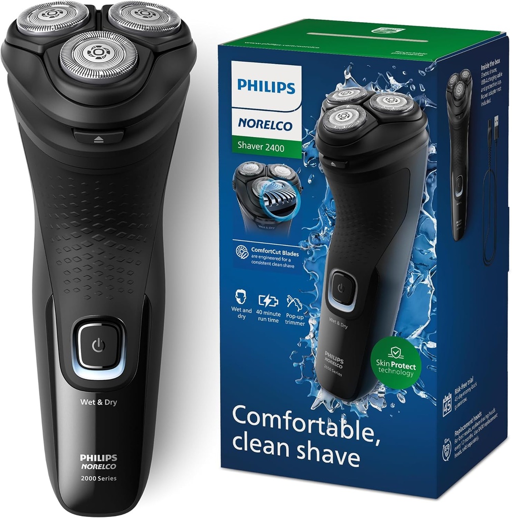 Philips Norelco Shaver 2400 Series, Wet and Dry Electric Shaver, Pop-up Trimmer