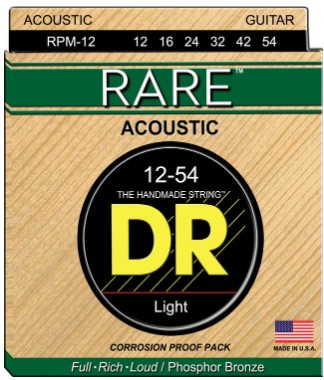 DR Strings RPM-12 Rare Phosphor Bronze Acoustic Guitar Strings 12-54