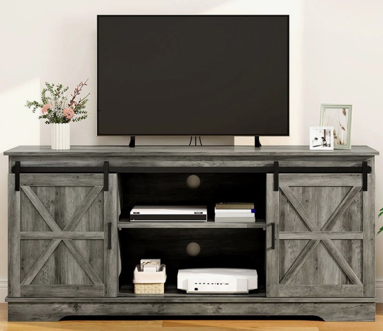 Gray Farmhouse TV Stand for TVs up to 65 Inch