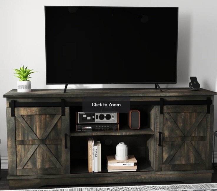 Vintage Black Farmhouse TV Stand for TVs up to 65 Inch